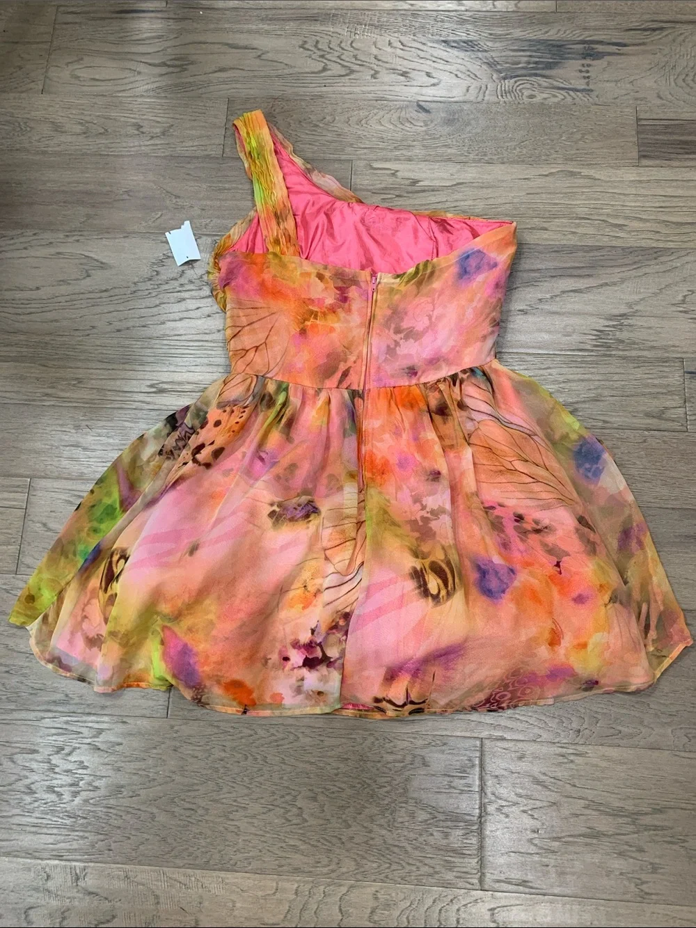 NWT Charlotte Russe One-Shoulder Multicolor Watercolor Print Dress Size 10 - Picture 6 of 10